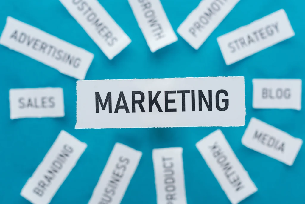 selective focus of word marketing and components r 2023 11 27 05 19 40 utc